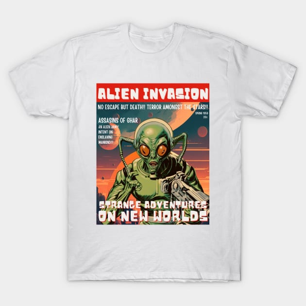 Alien Invasion Vintage sci fi comic book cover T-Shirt by Teessential